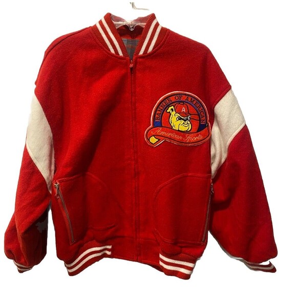 Vintage Banner of American Sports Red & White Varsity Jacket Size L - Picture 1 of 10